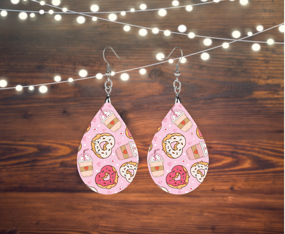 Valentine Donut Tear Drop Earrings