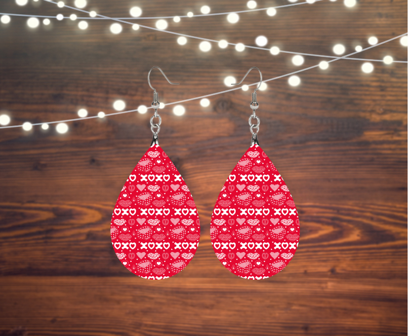 Valentine XOXO Tear Drop Earrings