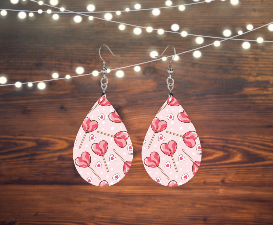 Valentine Sucker Tear Drop Earrings
