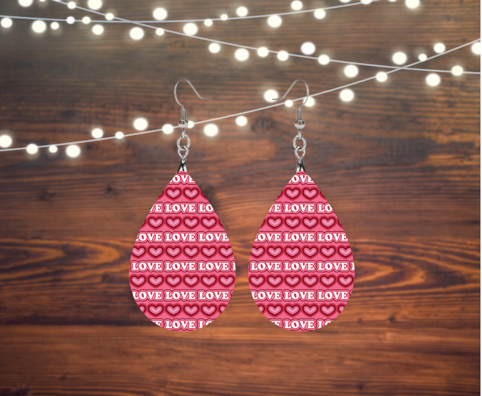 Valentine Retro Love Tear Drop Earrings