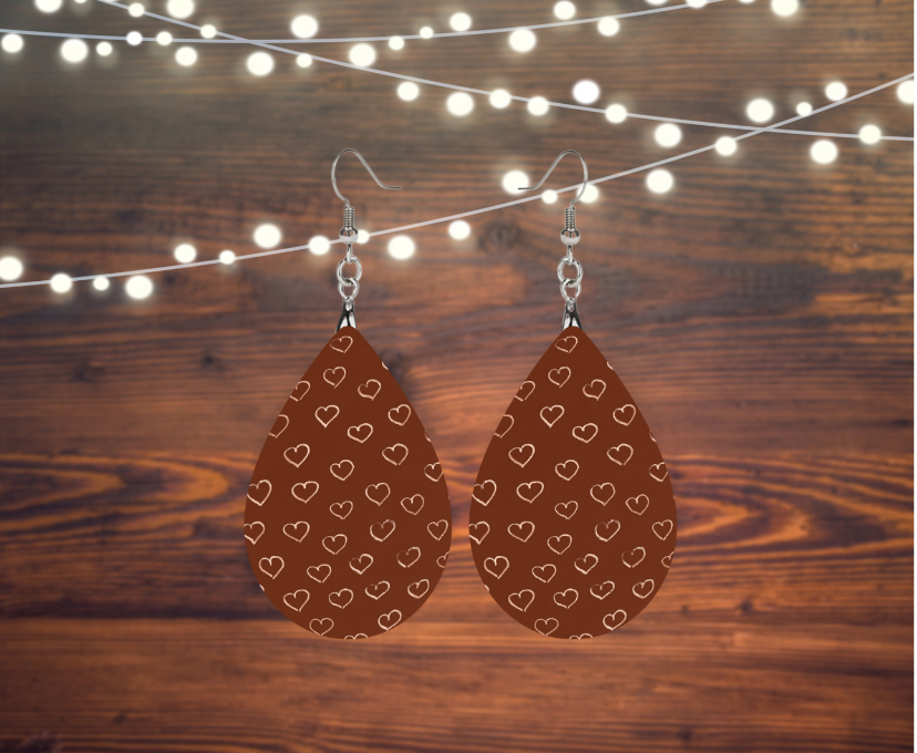Valentine Dark Heart Gold Tear Drop Earrings