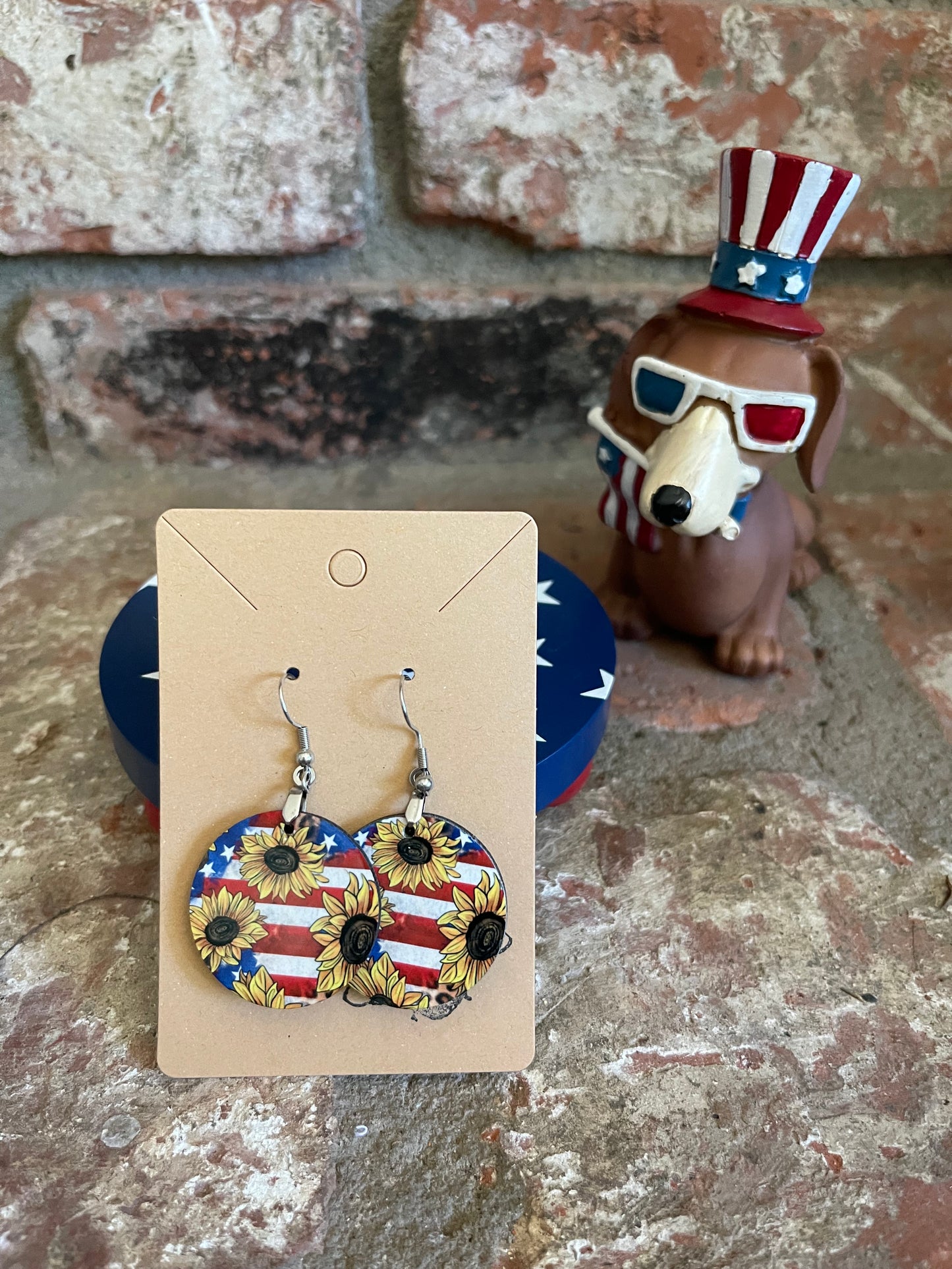 Patriotic Wooden Tear Drop Earring (30 styles available)