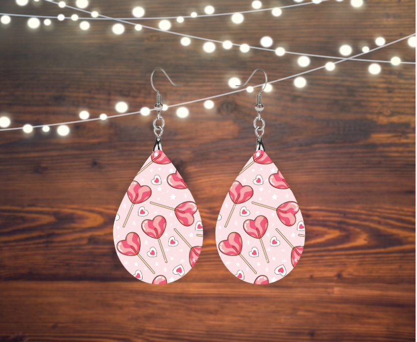 Valentine Heart Sucker Gift Set Glass Tumbler & Earrings