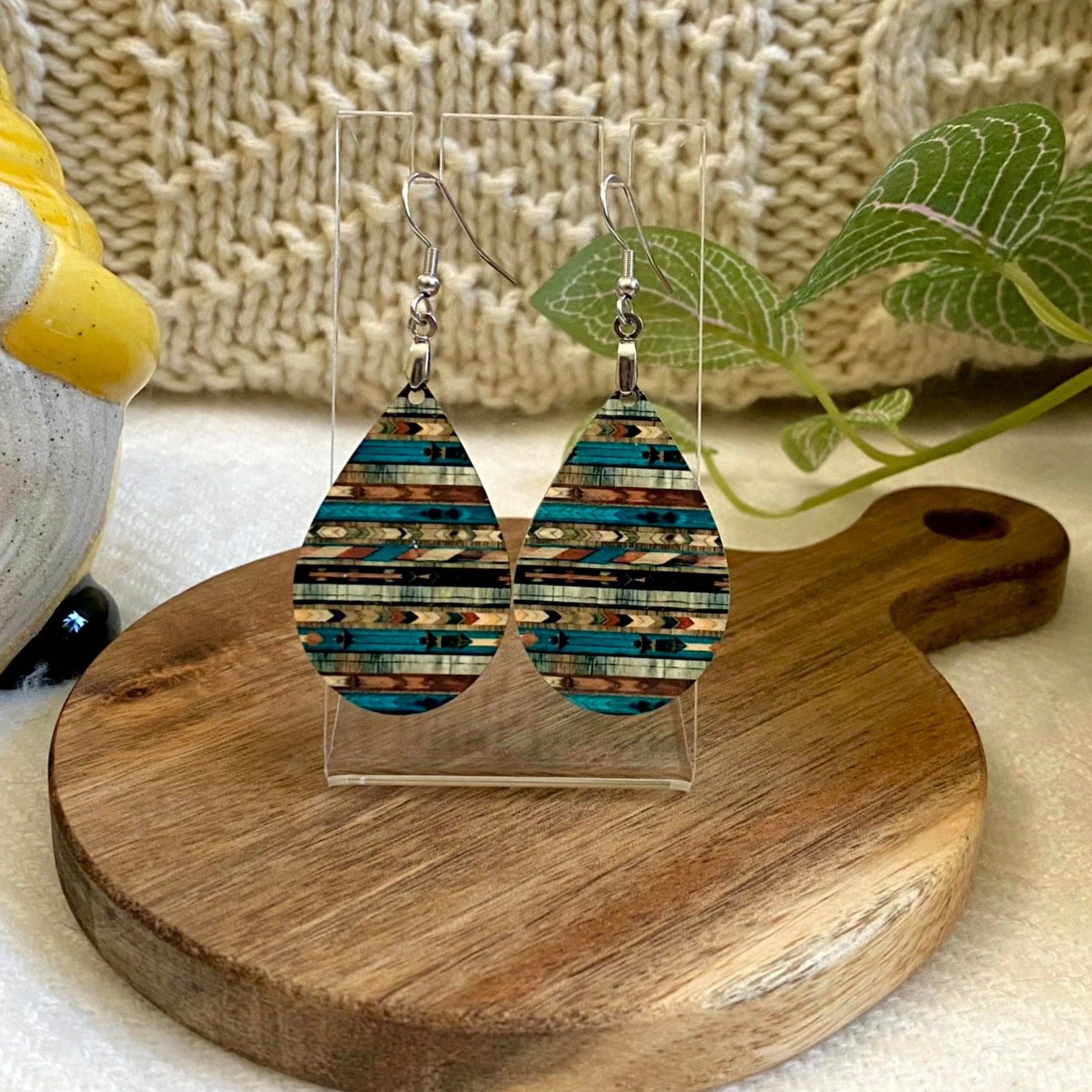 Western Wooden Tear Drop Earring (20 styles available)