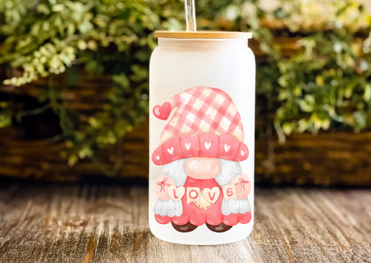 Valentine Frosted Gnome Tumbler 18 oz