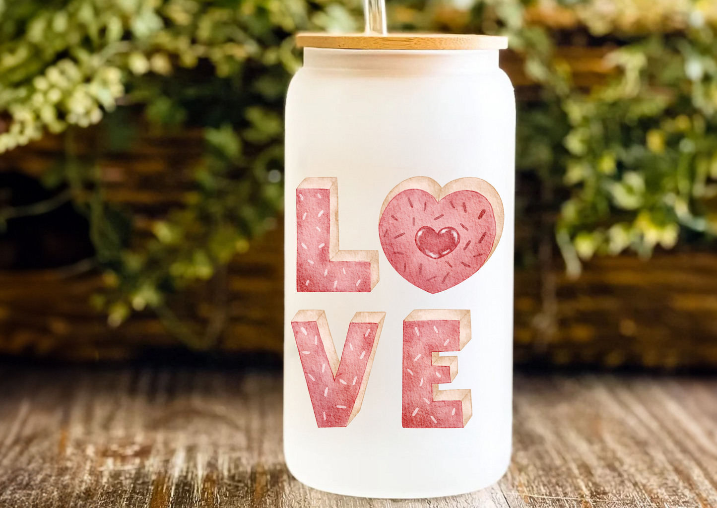Valentine Donut Gift Set Frosted Tumbler & Earrings
